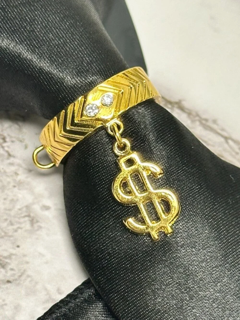 3 for $30 Mens Metal Tie Ring Dollar Money Sign Gold Tone Neckties Clip